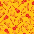 Red and yellow mexican objects seamless pattern