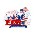 Fourth of July - vector illustration of American Independence Day - 4th of July typographic design USA