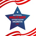 National military Appreciation Month. Vector square insta banner, poster, card for social networks, media with the text: National