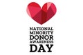 National Minority Donor Awareness Day. August 1. Holiday concept. Template for background, banner, card, poster with