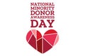 National Minority Donor Awareness Day. August 1. Holiday concept. Template for background, banner, card, poster with