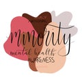 National minority mental health awareness month July poster with handwritten brush lettering Royalty Free Stock Photo
