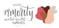 National minority mental health awareness month July poster with handwritten brush lettering