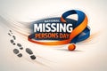 National Missing Persons Day with Footprints and Question Mark Ribbon Royalty Free Stock Photo
