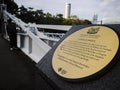 National Monument cavenagh bridge Singapore placard Royalty Free Stock Photo