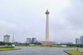 National Monument or MONAS Tower at Merdeka Square on Cloudy Day Royalty Free Stock Photo