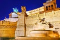 National Monument to Victor Emmanuel II at night Royalty Free Stock Photo