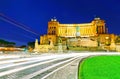 National Monument to Victor Emmanuel II at night Royalty Free Stock Photo