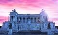 National Monument the Vittoriano Rome sunset, Piazza Venezia is the central hub of Rome, Italy Royalty Free Stock Photo