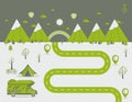 National mountain park camping scene Vector illustration