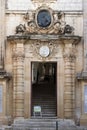 National Museum of Natural History, an 18th-century french baroque style Vilhena palace, entrance door, in Mdina, Malta