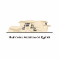 The National Museum of Qatar vector flat cartoon style. It is a national museum in Doha, Qatar. This place worth to visit. Tourist