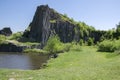 National Natural Monument named Panska skala, columnar jointed basalt rock in Kamenicky senov village in Czech republic