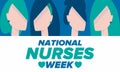 National Nurses Week. Thank you nurses. Medical and health care. Celebrated annual in United States. Vector illustration