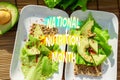 National Nutrition Month features a nutritious salad on a slice of rye bread and avocado, healthy eating habits. Royalty Free Stock Photo