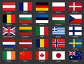 National official colors flags of european countries and some big world countries. Royalty Free Stock Photo