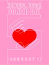 National organ donor day. Hands hold heart. 14th of February. Postcard, poster for holiday