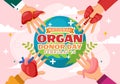 National Organ Donor Day Vector Illustration on 14 February with Kidneys, Heart, Lungs or Liver for Transplantation and Healthcare