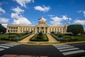 National Palace building in Santo Domingo, the Dominican Republic under the beautiful cloudy sky Royalty Free Stock Photo