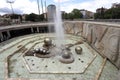 National palace of culture  NDK  with fountains in front , with blue sky and clouds, in Sofia, Bulgaria on june 22, 2020 Royalty Free Stock Photo