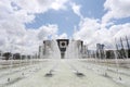 National palace of culture  NDK  with fountains in front, in Sofia, Bulgaria Royalty Free Stock Photo