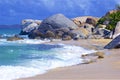 Boulders and beach in The Baths in Virgin Gorda, Caribbean Royalty Free Stock Photo