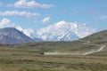 National Park bus drives only road into Denali National Park Royalty Free Stock Photo