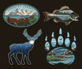 National park colorful vintage logos