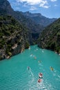 National park Grand canyon du Verdon and turquoise waters of mountains lake Sainte Croix and Verdon river, France