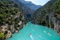 National park Grand canyon du Verdon and turquoise waters of mountains lake Sainte Croix and Verdon river, France