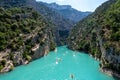 National park Grand canyon du Verdon and turquoise waters of mountains lake Sainte Croix and Verdon river, France