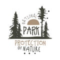 National park protection of nature design template, hand drawn vector Illustration Royalty Free Stock Photo