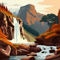 national park vector poster. Landscape of a forest in a park