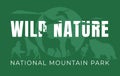 National park of wild animals. Zoo, Canada, USA. Silhouettes of animals on a green background: bear, wolf, deer, hare, goose, fox Royalty Free Stock Photo