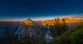 National Park Yosemite Half Dome lit by Sunset Light Glacier Poi Royalty Free Stock Photo