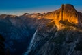 National Park Yosemite Half Dome lit by Sunset Light Glacier Poi Royalty Free Stock Photo