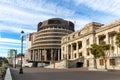 National Parliament and Beehive Government building in Wellington Royalty Free Stock Photo