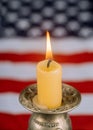 National Patriotic symbols. American flag on candle of memory