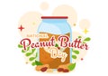 National Peanut Butter Day Vector Illustration on 24 January with Jar of Peanuts Butters for Poster or Banner in Flat Cartoon Royalty Free Stock Photo