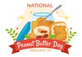 National Peanut Butter Day Vector Illustration on 24 January with Jar of Peanuts Butters for Poster or Banner in Flat Cartoon Royalty Free Stock Photo