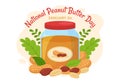 National Peanut Butter Day Vector Illustration on 24 January with Jar of Peanuts Butters for Poster or Banner in Flat Cartoon