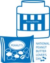 National Peanut Butter Loverâs Day icon, Peanut Butter icon, Peanut Butter lover blue vector icon.