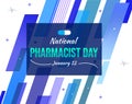 National Pharmacist Day background with blue shapes