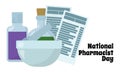 National Pharmacist Day, idea for a poster or banner design for a medical theme