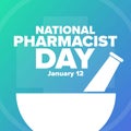 National Pharmacist Day. January 12. Holiday concept. Template for background, banner, card, poster with text