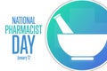 National Pharmacist Day. January 12. Holiday concept. Template for background, banner, card, poster with text