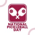 National pickleball day poster, august 8 Royalty Free Stock Photo