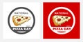 Banner National Pizza day on white and red background, vector illustration