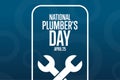 National Plumber's Day. April 25. Holiday concept. Template for background, banner, card, poster with text inscription