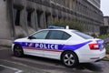 National Police car parking outside police headquarter in Paris France